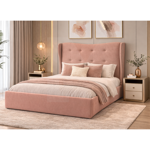 [BC-096719] Cama Adriana Tapizada 2 Plazas Coral