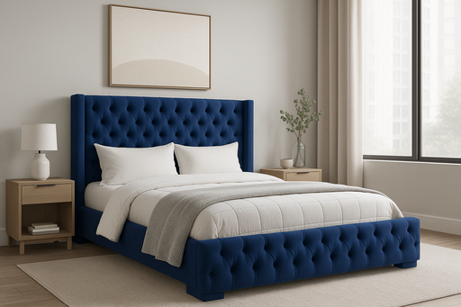 [BC-09671] Cama Capitoneada Azul 2.5 Plazas