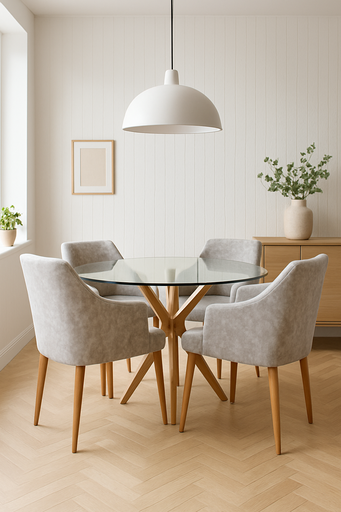 [MERC-007] Comedor Burdeos 4 Sillas Gris