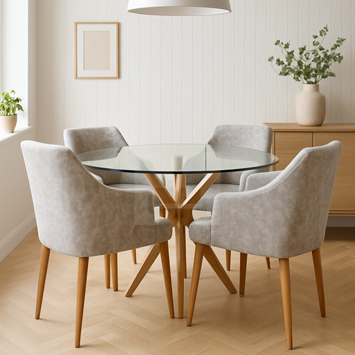 [MERC-007] Comedor Burdeos 4 Sillas Gris